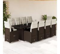 Ensemble de bistro de jardin 11 pièces coussins marron poly rotin 3277284