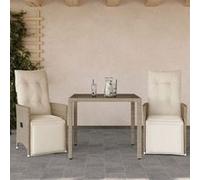 Ensemble de bistro de jardin 3 pcs coussins beige poly rotin, ensemble de bistro de jardin, ensemble de balcon, 3276937