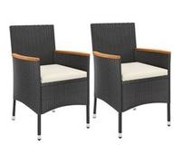 vidaXL Ensemble de Bistro de Jardin 3 pcs Coussins Noir Poly rotin, Ensemble de bistrot, Ensemble de bistrot extérieur, Ensemble de mobilier d'extérieur