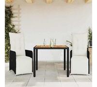 Ensemble de bistro de jardin 3 pcs coussins noir poly rotin 3277127