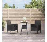 vidaXL Ensemble de bistro de jardin 3 pcs coussins noir poly rotin, ensemble de bistrot, ensemble de bistrot extérieur, 3187416 Noir G