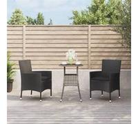 Ensemble de bistro de jardin 3 pcs coussins noir poly rotin, ensemble de bistrot, ensemble de bistrot extérieur, 3187426