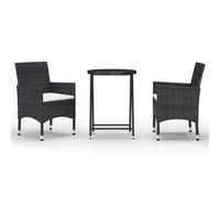 Vidaxl Ensemble De Bistro De Jardin 3 Pcs Poly Rotin Et Verre Trempé
