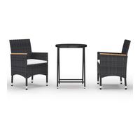 Vidaxl Ensemble De Bistro De Jardin 3 Pcs Poly Rotin Et Verre Trempé