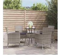 Vidaxl Ensemble De Bistro De Jardin 5 Pcs Coussins Gris Poly Rotin Gris