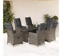 Ensemble de Bistro de Jardin avec Coussins Mobilier Gris Résine Tressée vidaXL