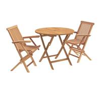 vidaXL Ensemble de Bistro de Jardin Pliable 3 Pièces Naturel