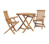 vidaXL Ensemble de Bistro de Jardin Pliant 3 Pièces en Bois de Teck Massif - Idéal pour Le Balcon ou Le Patio - Mobilier de Terrasse - Ensemble Minimaliste pour Manger en Extérieur