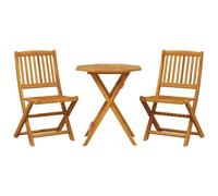 vidaXL Ensemble de Bistro Pliable 3 pcs Bois d'acacia Solide, Ensemble de bistrot de Jardin, Ensemble de Balcon, Ensemble de Meubles d’extérieur
