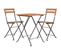 vidaXL Ensemble de Bistro Pliable 3 pcs Bois de Teck Massif et Acier, Ensemble de bistrot, Table et chaises de Jardin, Ensemble bistrot d'extérieur