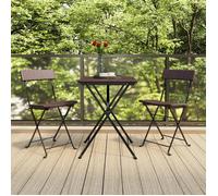 Vidaxl Ensemble De Bistro Pliable 3 Pcs Marron Résine Tressée