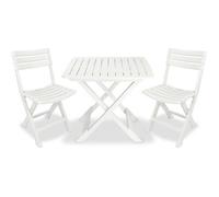 Vidaxl Ensemble De Bistro Pliable 3 Pcs Plastique Blanc Blanc
