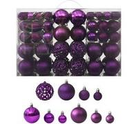 Ensemble de Boules de Noël 100 pcs Décoration d'Arbre de Noël Ornement de Vacances Décoration de Noël Jardin Patio Terrasse Extérieur Violet