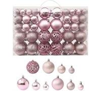 vidaXL Ensemble de Boules de Noël 100 pcs Décoration d'Arbre de Noël Ornement de Vacances Décoration de Noël Jardin Patio Terrasse Extérieur Rose Rose G