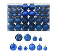 vidaXL Ensemble de Boules de Noël 100 pcs Décoration d'Arbre de Noël Ornement de Vacances Décoration de Noël Jardin Patio Terrasse Extérieur Bleu Bleu G