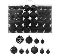 vidaXL Ensemble de Boules de Noël 100 pcs Décoration d'Arbre de Noël Ornement de Vacances Décoration de Noël Jardin Patio Terrasse Extérieur Noir Noir G