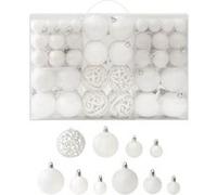 vidaXL Ensemble de Boules de Noël 100 pcs Décoration d'Arbre de Noël Ornement de Vacances Décoration de Noël Jardin Patio Terrasse Extérieur Blanc Blanc G