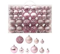 vidaXL Ensemble de Boules de Noël 100 pcs Décoration d'Arbre de Noël Ornement de Vacances Décoration de Noël Jardin Patio Terrasse Extérieur Rose Rose G