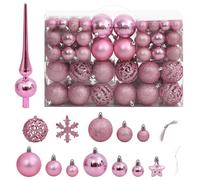 vidaXL Ensemble de boules de Noël 111 pièces rose polystyrène