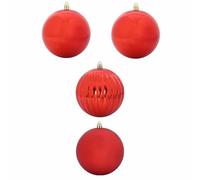 vidaXL Ensemble de Boules de Noël 4 pcs Rouge XXL, Déco Salon, Boules de Noël Traditionnelles, Ornements Modernes, Arbre de Fête, Décorations Élégantes de Saison