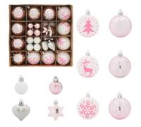 vidaXL Ensemble de Boules de Noël 40 pcs Blanc et Rose, Boules de Noël élégantes, Modernes, décorations durables, Ornements raffinés pour Sapin, Style Minimaliste