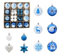 vidaXL Ensemble de Boules de Noël 40 pcs Bleu et Blanc, Boules de Noël élégantes, Modernes, décorations durables, Ornements raffinés pour Sapin, Style Minimaliste