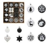 vidaXL Ensemble de Boules de Noël 40 pcs Noir et Blanc, Boules de Noël élégantes, Modernes, décorations durables, Ornements raffinés pour Sapin, Style Minimaliste