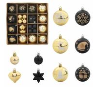 vidaXL Ensemble de Boules de Noël 40 pcs Noir et Or, Boules de Noël élégantes, Modernes, décorations durables, Ornements raffinés pour Sapin, Style Minimaliste