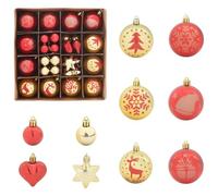 vidaXL Ensemble de Boules de Noël 40 pcs Or et Rouge, Boules de Noël élégantes, Modernes, décorations durables, Ornements raffinés pour Sapin, Style Minimaliste