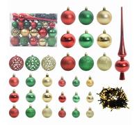 vidaXL Ensemble de Boules de Noël 61 pcs Multicolore Plastique, Déco de Salon pour Les fêtes, décorations légères, lumières LED, Accessoires festifs et Arbre Moderne