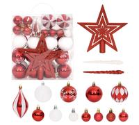 vidaXL Ensemble de boules de Noël 64 pcs Rouge et blanc