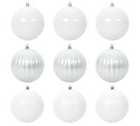 vidaXL Ensemble de Boules de Noël 9 pcs Blanc, Déco Salon, Boules de Noël Traditionnelles, Ornements Modernes, Arbre de Fête, Décorations Élégantes de Saison