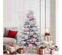 vidaXL Ensemble de Boules de Noël 9 pcs Rose, Déco Salon, Boules de Noël Traditionnelles, Ornements Modernes, Arbre de Fête, Décorations Élégantes de Saison