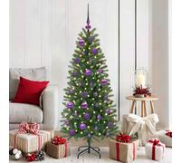 vidaXL Ensemble de Boules de Noël avec 150 LED 61 pcs Lilas Plastique, Déco de Salon pour Les fêtes, décorations légères, lumières LED, Accessoires festifs et Arbre Moderne