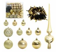 vidaXL Ensemble de Boules de Noël avec 300 LED 120 pcs Doré Plastique, Salon, Décorations de Noël légères, Ensemble de Boules LED, Lumières festives, Décor intérieur