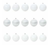 vidaXL Ensemble de boules de Noël 15 pièces Blanc – Plastique, traditionnelles, déco salon élégante
