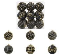 vidaXL Ensemble de Boules de Noël XL 18 pc Noir et Or 8 cm Polystyrène