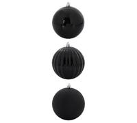 vidaXL Ensemble de boules de Noël 3 pcs Noir Plastique – Ornements modernes et élégants