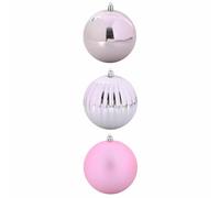 vidaXL Ensemble de boules de Noël 3 pièces Rose Plastique Ornements traditionnels