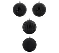 vidaXL Ensemble de Boules de Noël XXL 4 pcs Noir Plastique, Salon, Ornements de Noël Traditionnels, Boules de Sapin, déco Moderne, décorations festives élégantes