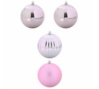 vidaXL Ensemble de Boules de Noël XXL 4 pcs Rose Plastique, Salon, Ornements de Noël Traditionnels, Boules de Sapin, déco Moderne, décorations festives élégantes