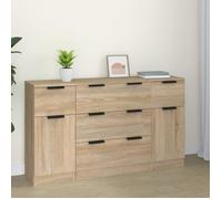 vidaXL Ensemble buffet 3 pièces en chêne Sonoma – Bois d'ingénierie, armoires de rangement, marron