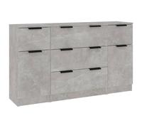 Vidaxl Ensemble De Buffets 3 Pcs Gris Béton Bois D'ingénierie Marron