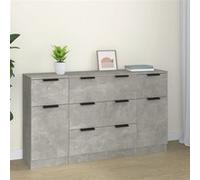 Vidaxl Ensemble De Buffets 3 Pcs Gris Béton Bois D'ingénierie Marron