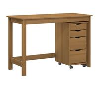 vidaXL Ensemble de bureau et armoire à roulettes Moss 2 pièces marron miel