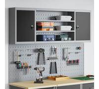 vidaXL Ensemble de Cabinet à Outils et Panneau Perforé de 6 Pièces Monté au Mur en Métal Noir