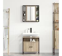 Vidaxl Ensemble De Cabinets De Salle De Bain 2 Pièces Chêne Sonoma Bois Ingénierie