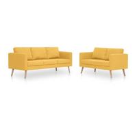 vidaXL Ensemble de Canapé 2 pcs Mobilier de Salon Meuble de Salon Canapé-Lit Sofa de Salon Maison Salle de Séjour Intérieur Tissu Jaune