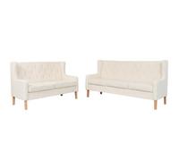 vidaXL Ensemble de canapés 2 pcs Tissu Blanc crème Blanc G