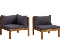 vidaXL Ensemble de canapé 2 pièces avec coussins gris foncé en acacia massif